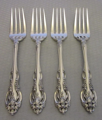 Gorham Sterling Silver LA SCALA DESSERT SALAD FORKS Set 4P 6-1/2" no mono 190g Cover