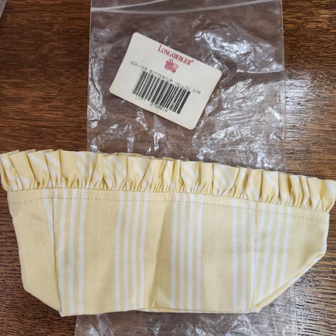 Longaberger Vintage Tea Basket Buttercup Yellow Fabric Liner in Bag #2700614 NOS Cover