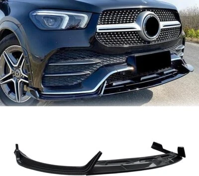 Front Bumper Lip Fit for Mercedes-Benz GLE53 AMG 2020-2023 ABS Carbon Fiber - Image 1 of 4