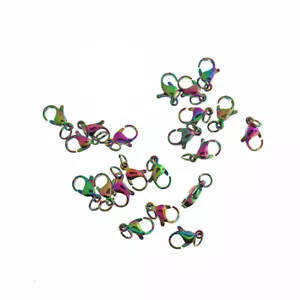 Broches de langosta de acero inoxidable electrochapados Rainbow 12 mm - 10 broches - FF303 - Imagen 1 de 3