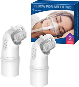 2PK Replacement Elbow Compatible with Airfit N20 Connector Reduce Leaks & Noise - Picture 1 of 11
