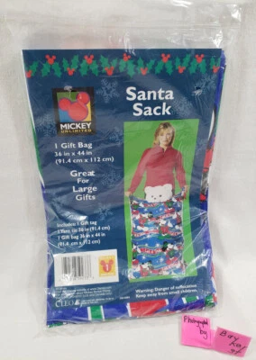 Disney Mickey Mouse Unlimited Santa Sack Christmas wrap Large Gift Bag vintage - Image 1 of 2
