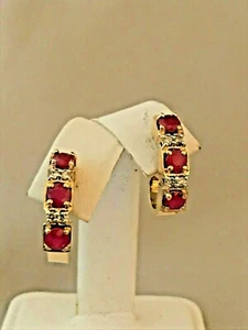 RUBIN- UND DIAMANTENOHRRINGE SET IN 14K GELBGOLD - Bild 1 von 5