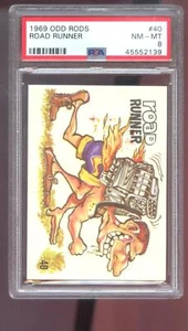 1969 Donruss Odd Rods #40 Road Runner PSA 8 Graded Sticker Card Odd Rod - Picture 1 of 2