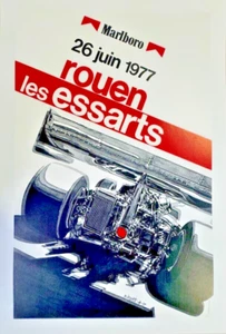 AFFICHE SPORT AUTO GRAND PRIX F2 ROUEN les ESSARTS Michel LECOMTE 26 JUIN 1977 - Imagen 1 de 3