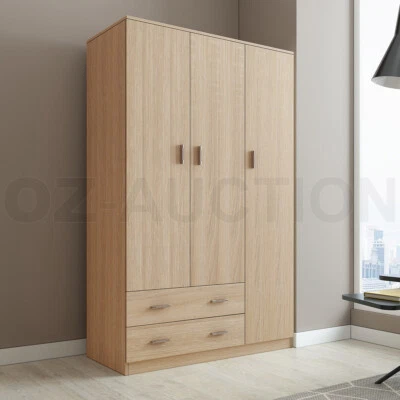 180cm Wardrobe Cabinet Bedroom Clothes Storage Organiser Cupboard 3 Doors Oak - image 1 of 4