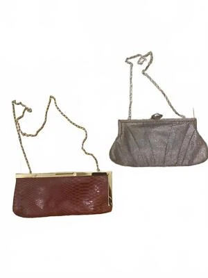 Juego de clutch vintage Jessica McClintock serpiente en relieve y dorado metálico Foto 1 de 4