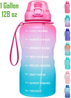 Fidus Large 1 Gallon/128oz Motivational Water Bottle with Time Marker & Tritan