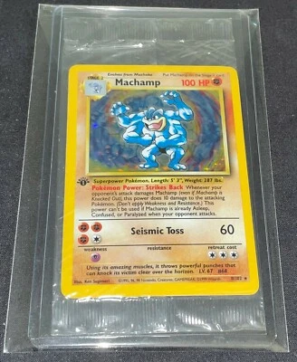 Pokemon Card - Sealed *Long Crimp Seal* 1st Edition Machamp - Base Set - 8/102 - Image 1 of 2