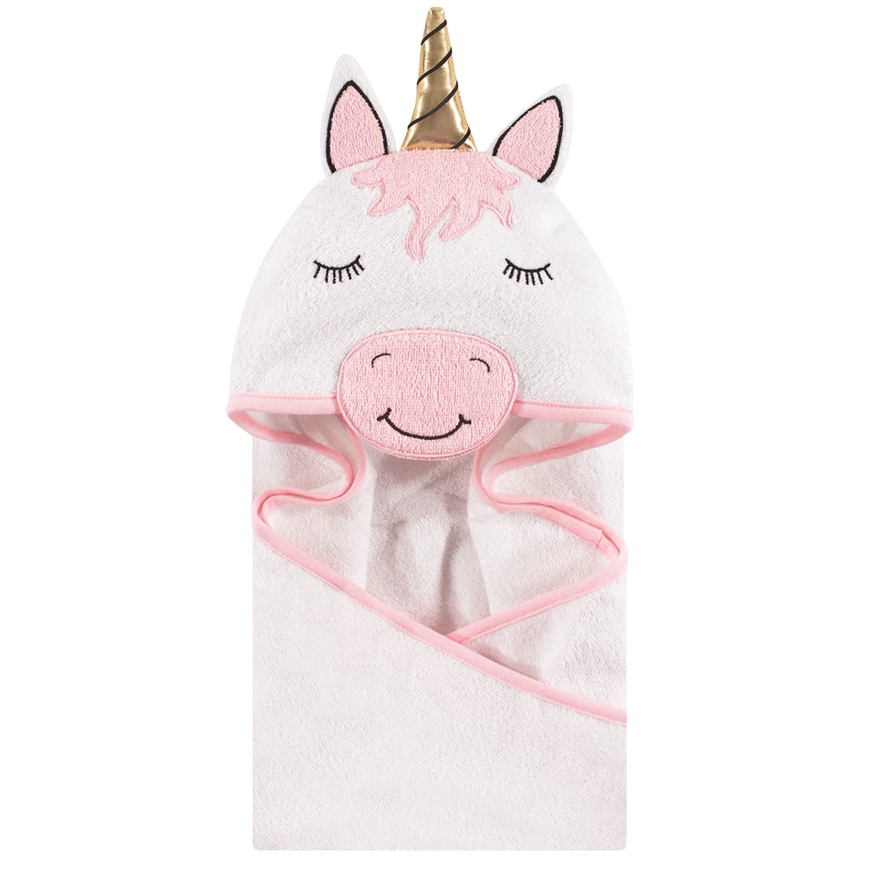 Hudson Baby Cotton Animal Face Hooded Towel, Modern Unicorn, One Size - Image 1 of 1