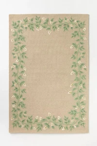 Handmade Pink Wool Rug – Hand-Tufted Floral Bird Carpet Living Room Bedroom - Picture 1 of 4