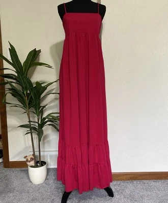 Maxi Vestido de Verano Mossimo XXL Babydoll En Niveles Calado Magenta Jersey Elástico Y2K Foto 1 de 4