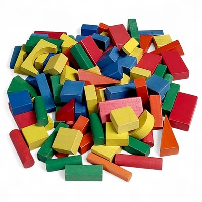 Blocos de construção de madeira coloridos vintage Playskool com mais de 3,5+ libras - Imagem 1 de 4