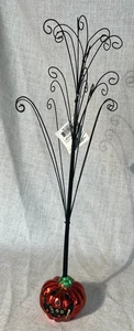 Dept 56 Halloween METALLIC PUMPKIN ORNAMENT STAND~Jack O Lantern Holder - Picture 1 of 12