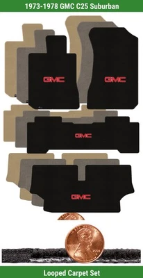Juego de alfombrillas clásicas personalizadas para '73-78 GMC C25 Suburban con logotipo (4 piezas) #MWG Foto 1 de 4