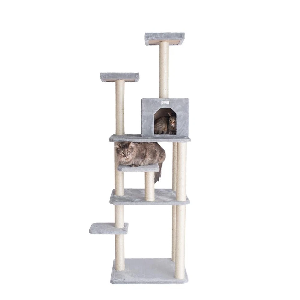 GleePet 74" Cat Tree GP78740822 Silver Gray 7 Levels