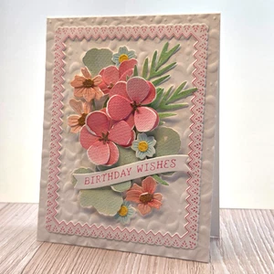 Handmade Greeting Card ocbrandy happy birthday watercolor geranium wishes - Picture 1 of 2