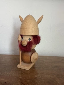 Vintage Mid Century Modern Teak Danish Holz Wikinger Figur - Bild 1 von 7