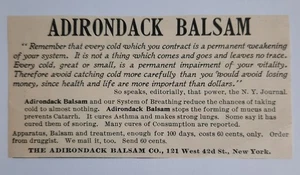 1900 Original Ad Adirondack Balsam Co. Nueva York - Imagen 1 de 1