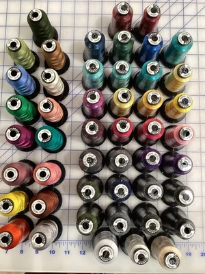 Floriani Machine Embroidery Thread-Lot Of 48 Mixed Colors-New, Used, Samples - Image 1 of 4
