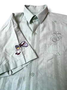 Marine Corps Guayabera Hemd mit Kaffee und Palmenstickerei. Leinen. DS&G. Med. - Bild 1 von 13