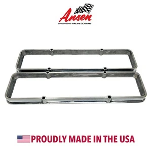 Small Block Chevy Valve Cover Spacers Polished- Die-Cast Aluminum- Ansen USA - Foto 1 di 2