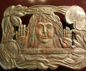 Increíble Raro Antiguo 1901 Tiffany Latón/Bronce Hebilla de Cinturón - Lillie Langtry  - Imagen 1 de 3