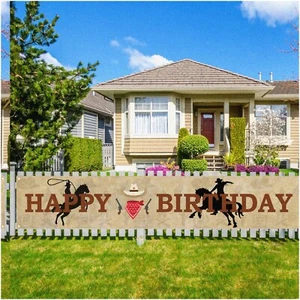 Wild West Birthday Bash Banner - Cowboy Themed Party Decor for Boys & Men, Weste - Picture 1 of 7