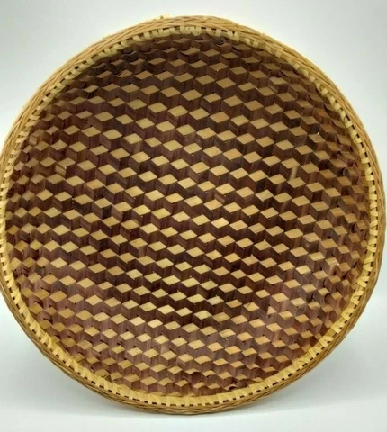 Vintage Gorgeous Hand Woven Wicker Rattan Large Round Woven Cube Design Basket Cover