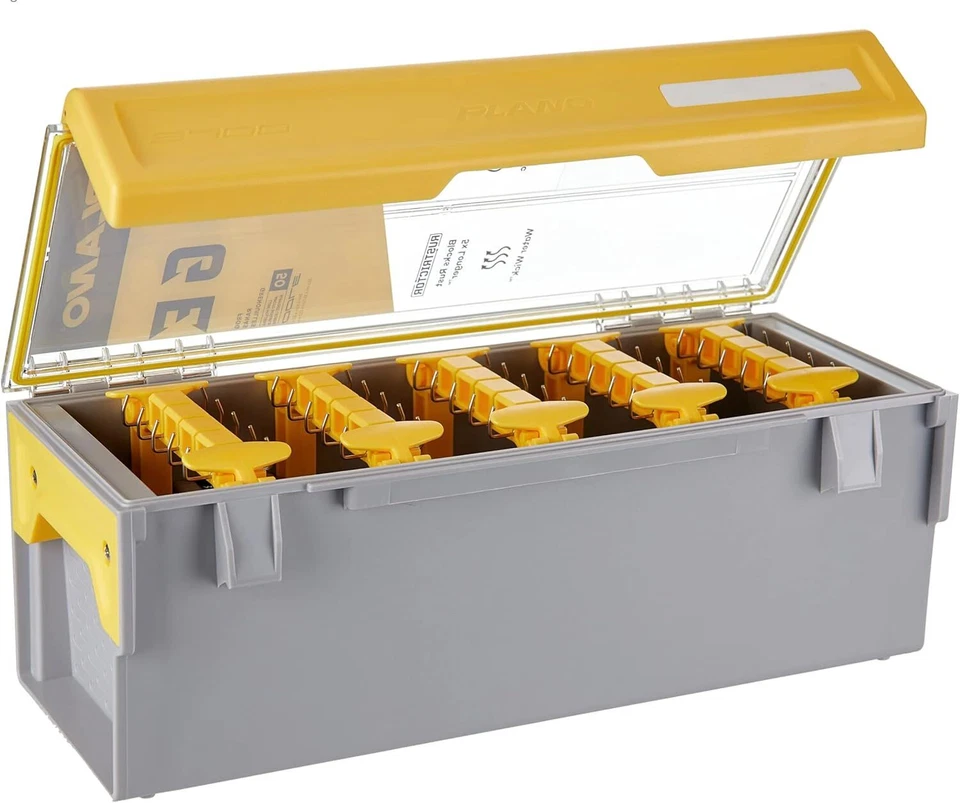 Caja utilitaria Plano EDGE Frog Ceit gris/amarillo tiene capacidad para 50 cebos individuales para ranas Foto 1 de 2