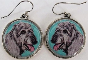 Irish Wolfhound Original Art Earrings - Picture 1 of 5