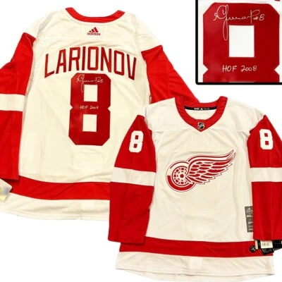IGOR LARIONOV Signed Detroit Red Wings White Adidas PRO Jersey- HOF 2008 - Image 1 of 2