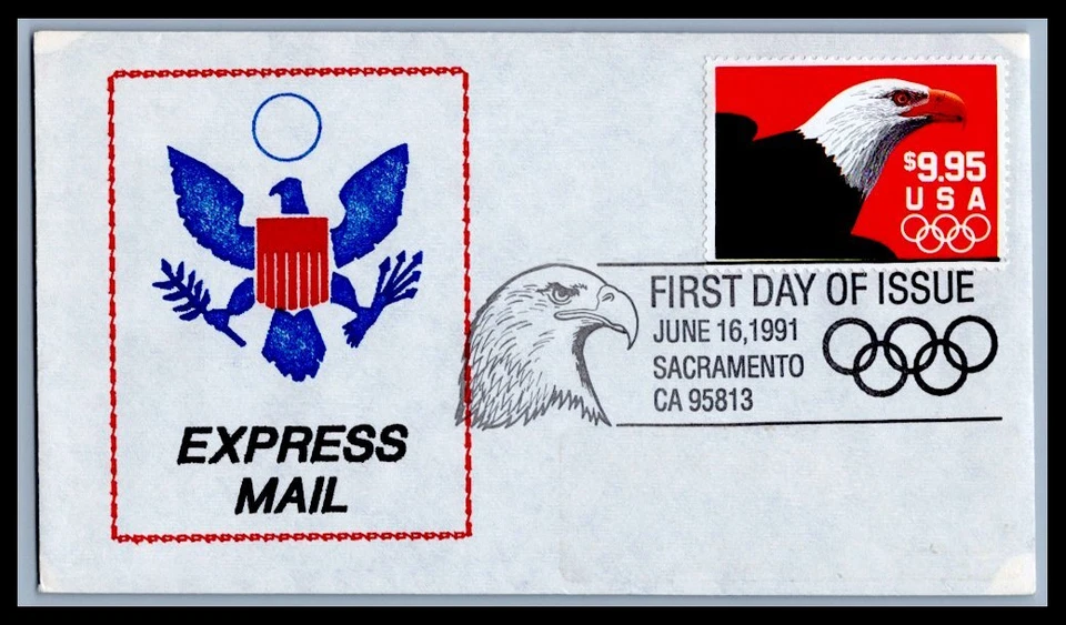 US FDC # 2541 $9.95 Eagle  blue & red brown  1991, 0a164 - Image 1 of 1