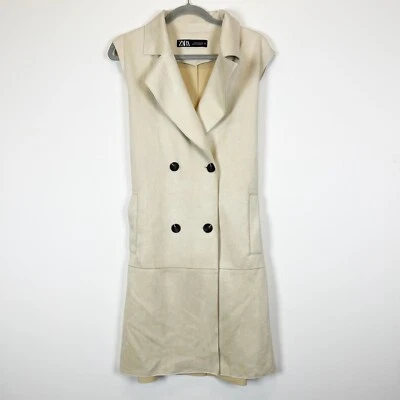 Vestido de trinchera Zara imitación vegano gamuza cuello microfibra doble pecho cinturón M Foto 1 de 4