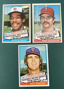 CARTOLINA BASEBALL 1976 LOTTO DI 3 AUTO SCAMBIATE, ROGELIO MORET, ANDERSON e BILL SINGER - Foto 1 di 2