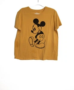 Disney Mickey Mouse Mustard Yellow Graphic 2XL T-Shirt Short Sleeve Unisex Casua - Picture 1 of 10