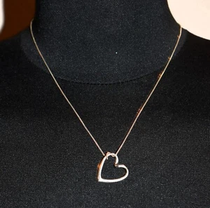 Very Nice 925 Sterling Silver Heart & Necklace - Picture 1 of 5