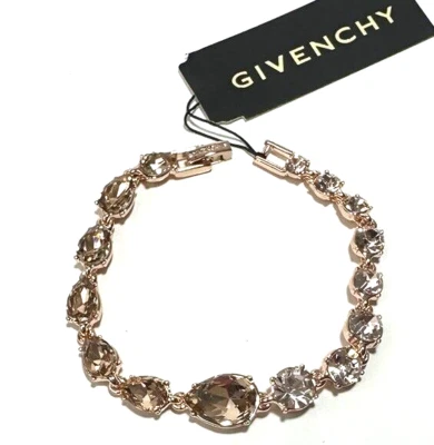 GIVENCHY Rose Gold Tone Round & Pear-Shape Silk Crystal Flex Bracelet NWT - Image 1 of 4