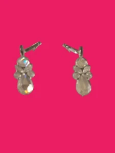 Vintage Barbie Rhinestone Dangly Earrings Superstar Era 1980 Mattel 1” Glam - Picture 1 of 5