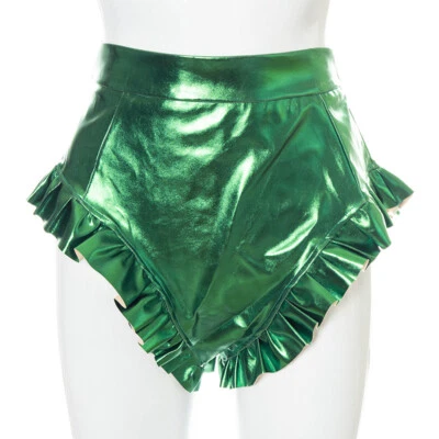 Lady Clubwear PU Faux Leather Shorts Pants Ruffle Mini Sexy Punk Dance Stage - Image 1 of 4