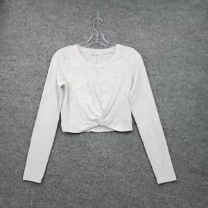 Arizona T-Shirt Womens L Large Gray Heather Cropped Knot Front Ribbed NEW - Picture 1 of 12