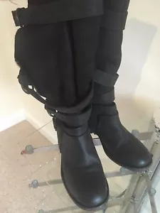 ALL SAINTS SCHWARZ PELZSCHERE SCHAFFELL LEDER KNIEHOHE STIEFEL ITALUS 4 (37) - Bild 1 von 9