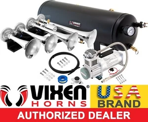 TRAIN HORN KIT FOR TRUCK/CAR/PICKUP LOUD SYSTEM /3G AIR TANK /200PSI /4 TRUMPETS - Foto 1 di 11