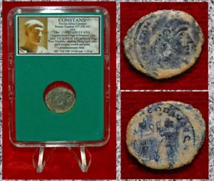 Antigua moneda Imperio Romano CONSTANS dos victorias con corona Constantinopla como nueva - Imagen 1 de 4