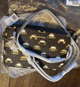 Bolso de hombro múltiple Michael Kors NYC Taxi marrón con billetera de cuero a juego nuevo con etiquetas - Imagen 1 de 8