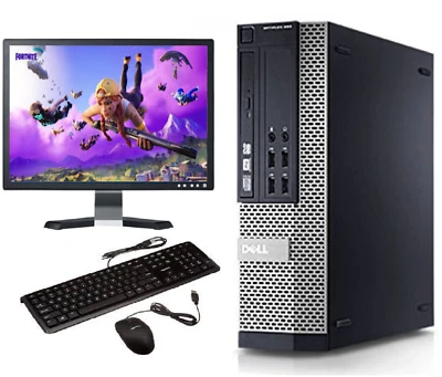 FAST GAMING DELL BUNDLE TOWER PC FULL SET COMPUTER SYSTEM INTEL i3 8GB 1TB GT710 - Image 1 of 4