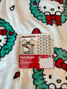 New OVERSIZED Hello Kitty Holiday Christmas Wreath Plush Throw Blanket 60x90 - Picture 1 of 6