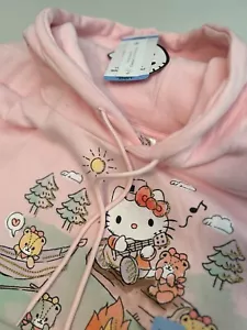 Hello Kitty And Friends Camping Pink Character Hoodie Pullover Women's L NWT - Picture 1 of 5