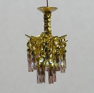 1:48 1/4" Scale Dollhouse Miniature Light Crystal Chandelier with 3V LED 0002210 - Picture 1 of 1