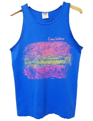 Camiseta sin mangas M/L de colección principios de los 90 Louisiana Tourist neón puntada única grunge skate EE. UU. Foto 1 de 4